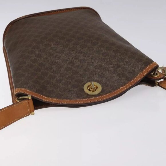 CELINE Macadam Canvas Shoulder Bag PVC Leather Brown Gold Auth BD091 - Picture 7 of 16